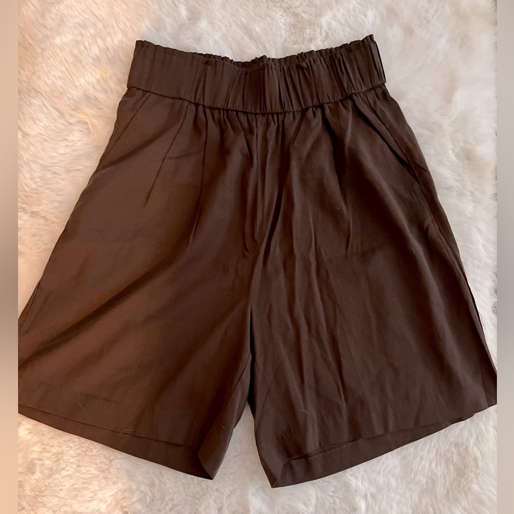 H&M Dark Brown Lyocell-blend Shorts